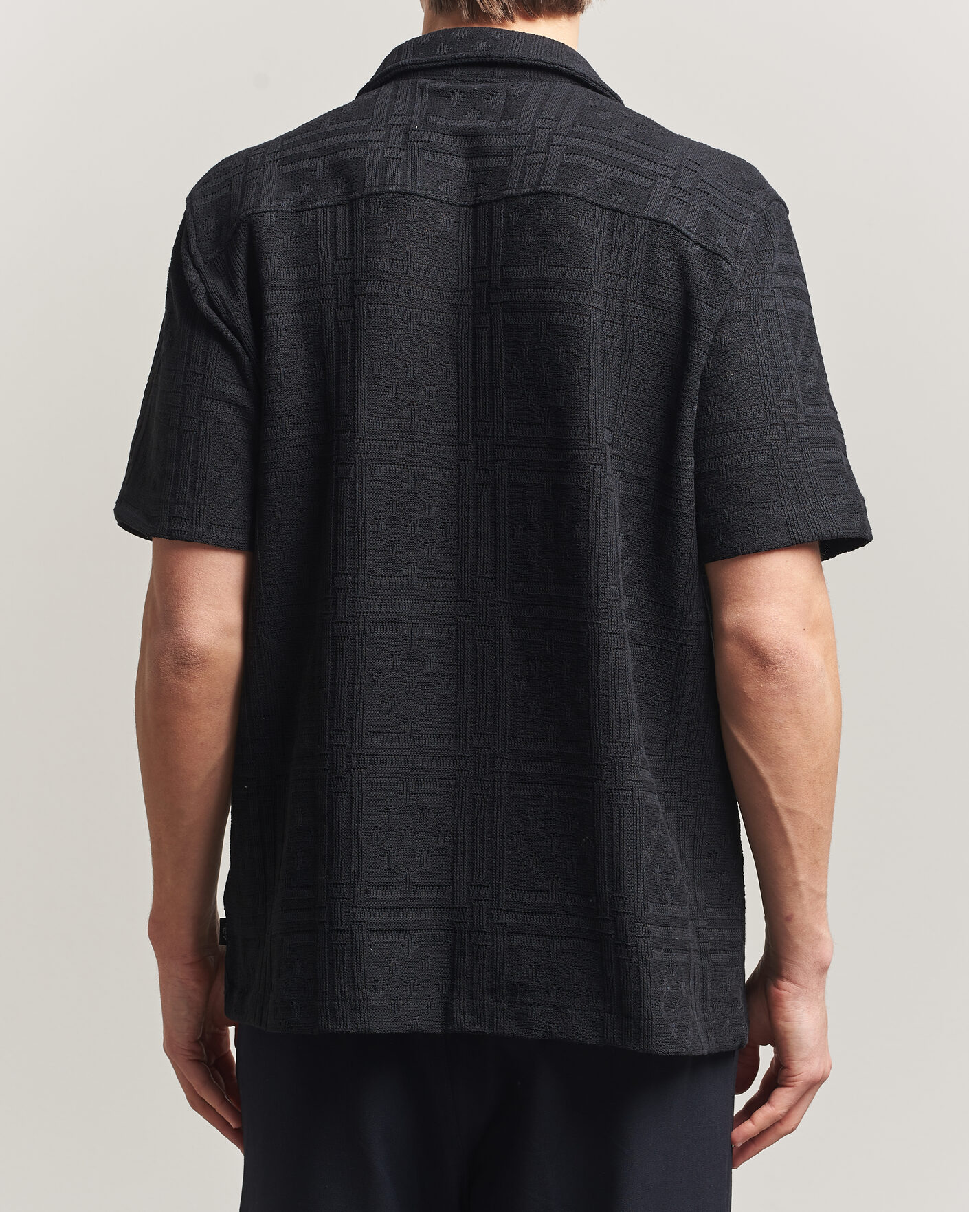 Herre | Skjorter | LES DEUX | Hector Pointelle Short Sleeve Shirt Black