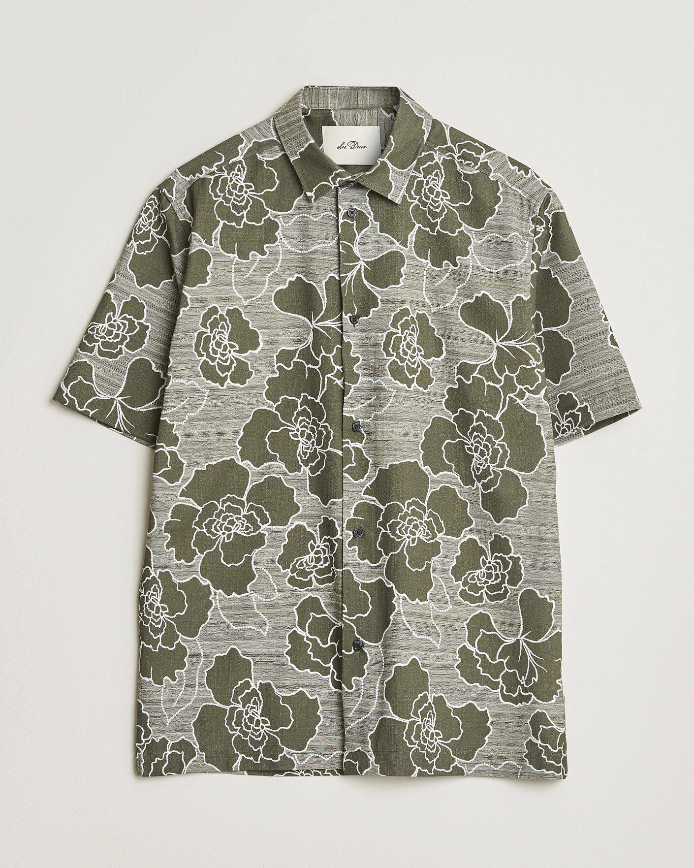 Herre | Skjorter | LES DEUX | Charlie Poppy AOP Short Sleeve Shirt Olive Night