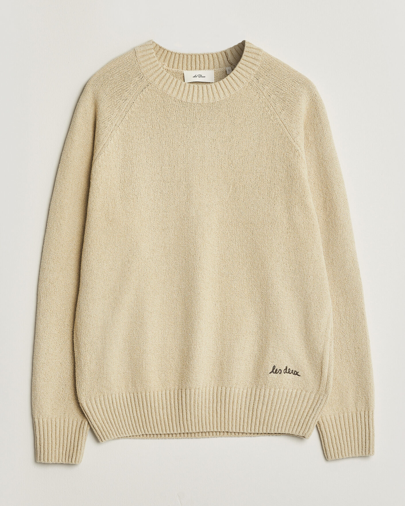 Herre | Gensere | LES DEUX | Brad Knitted Roundneck Oyster Grey/White