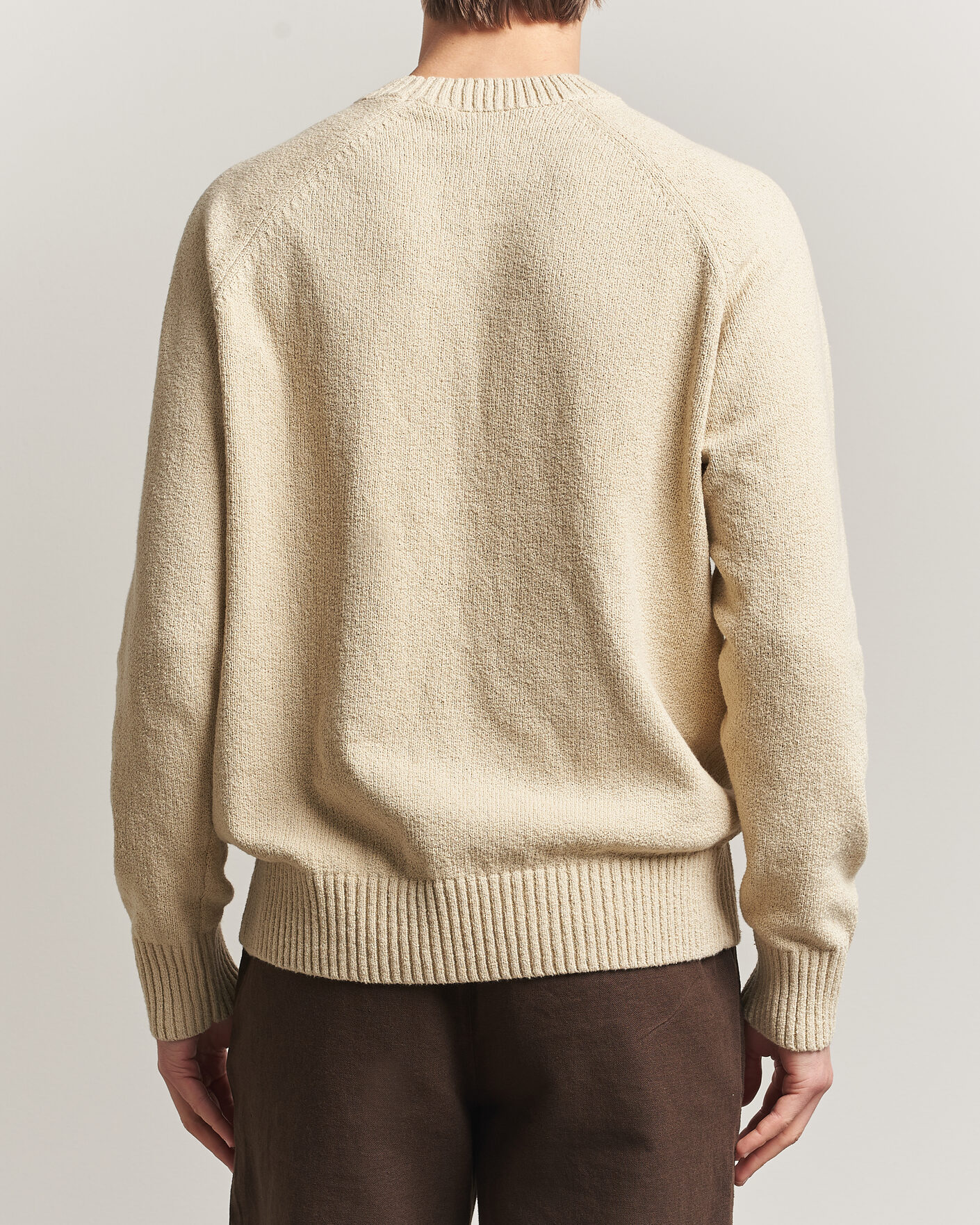 Herre | Gensere | LES DEUX | Brad Knitted Roundneck Oyster Grey/White