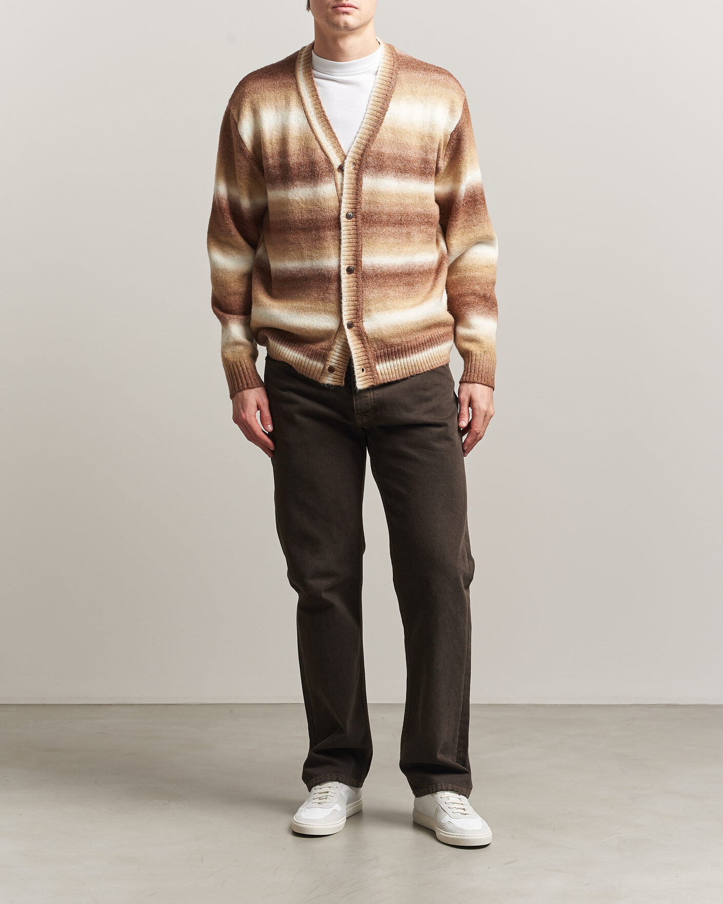Herre | Gensere | LES DEUX | Boston Gradient Knitted Cardigan Teak Brown