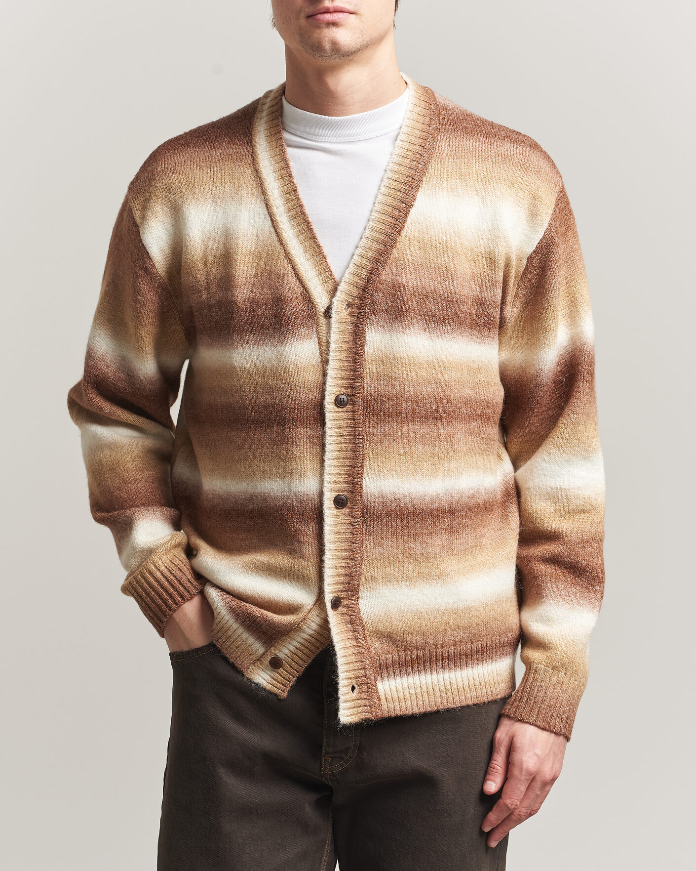 Herre | Gensere | LES DEUX | Boston Gradient Knitted Cardigan Teak Brown