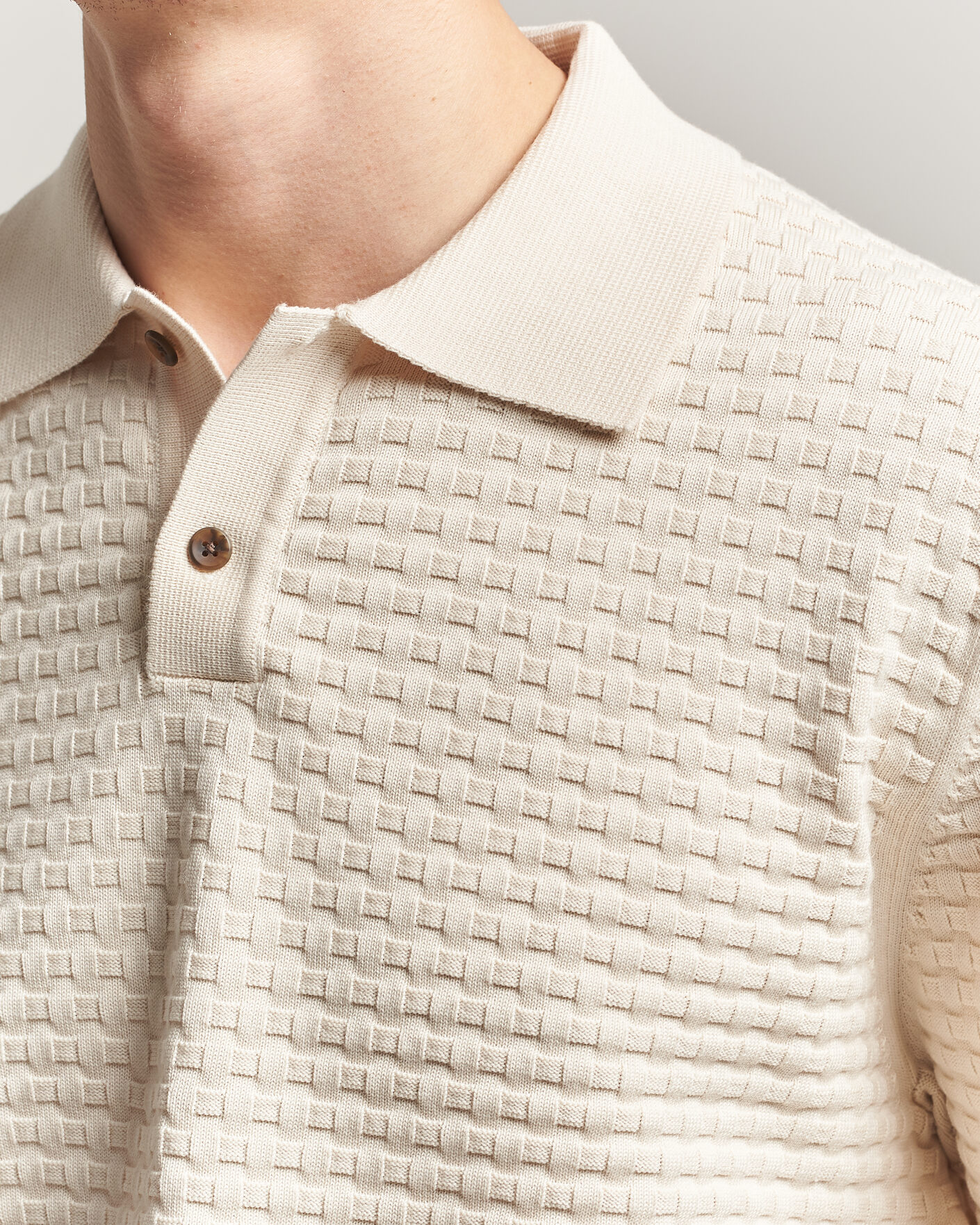 Herre | Gensere | LES DEUX | Billy Weave Knitted Polo Light Ivory