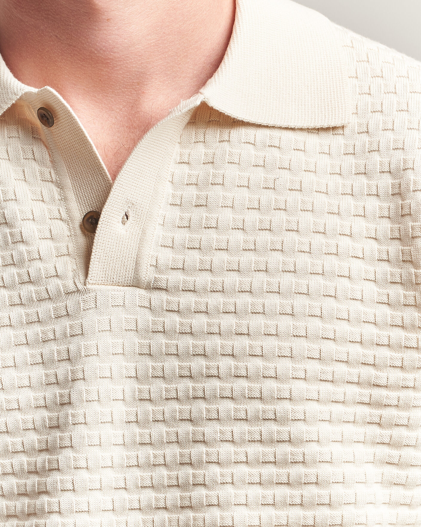 Herre | Gensere | LES DEUX | Billy Weave Knitted Polo Light Ivory