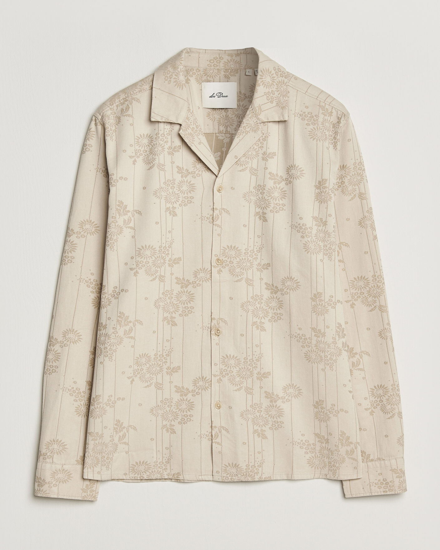 Herre | Skjorter | LES DEUX | Jasper Flower Jaquard Shirt Oyster Grey/White