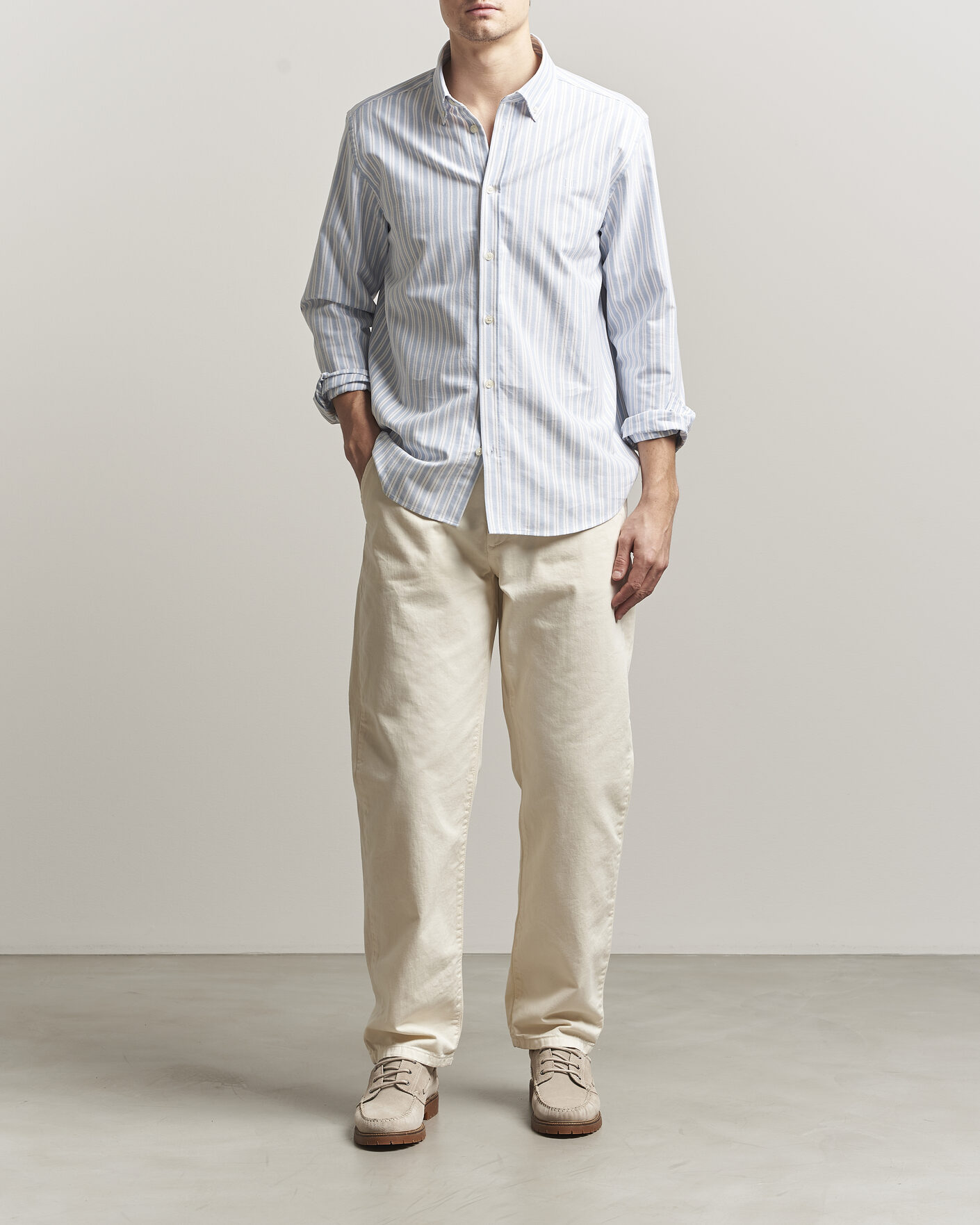 Herre | Skjorter | LES DEUX | Konrad Striped Oxford Shirt Allure Blue