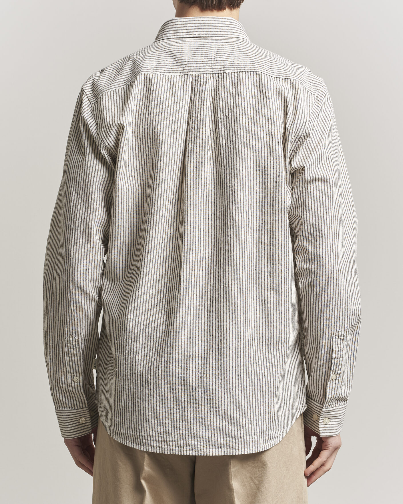Herre | Skjorter | LES DEUX | Konrad Striped Cotton/Linen Shirt Teak Brown