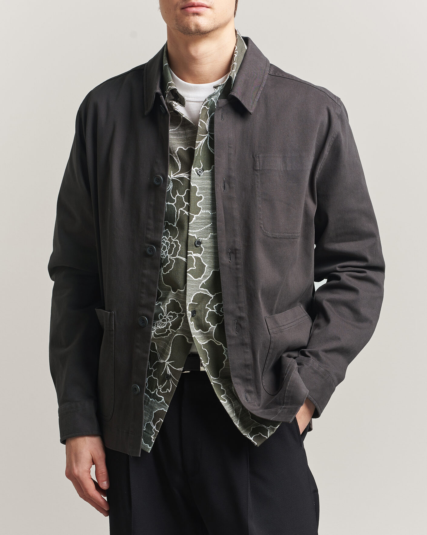 Herre | Skjorter | LES DEUX | Layton Cotton Overshirt Black