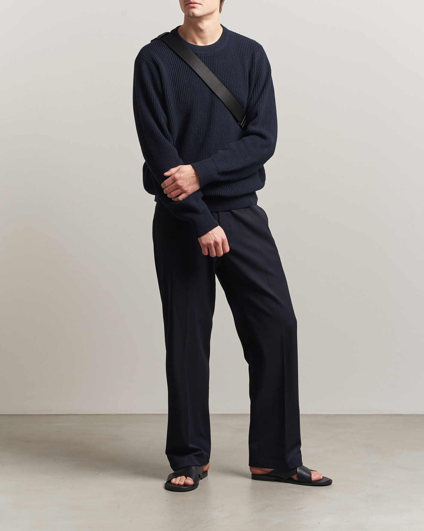 Herre | Gensere | LES DEUX | Garry Rib Crew Neck Knit Dark Navy
