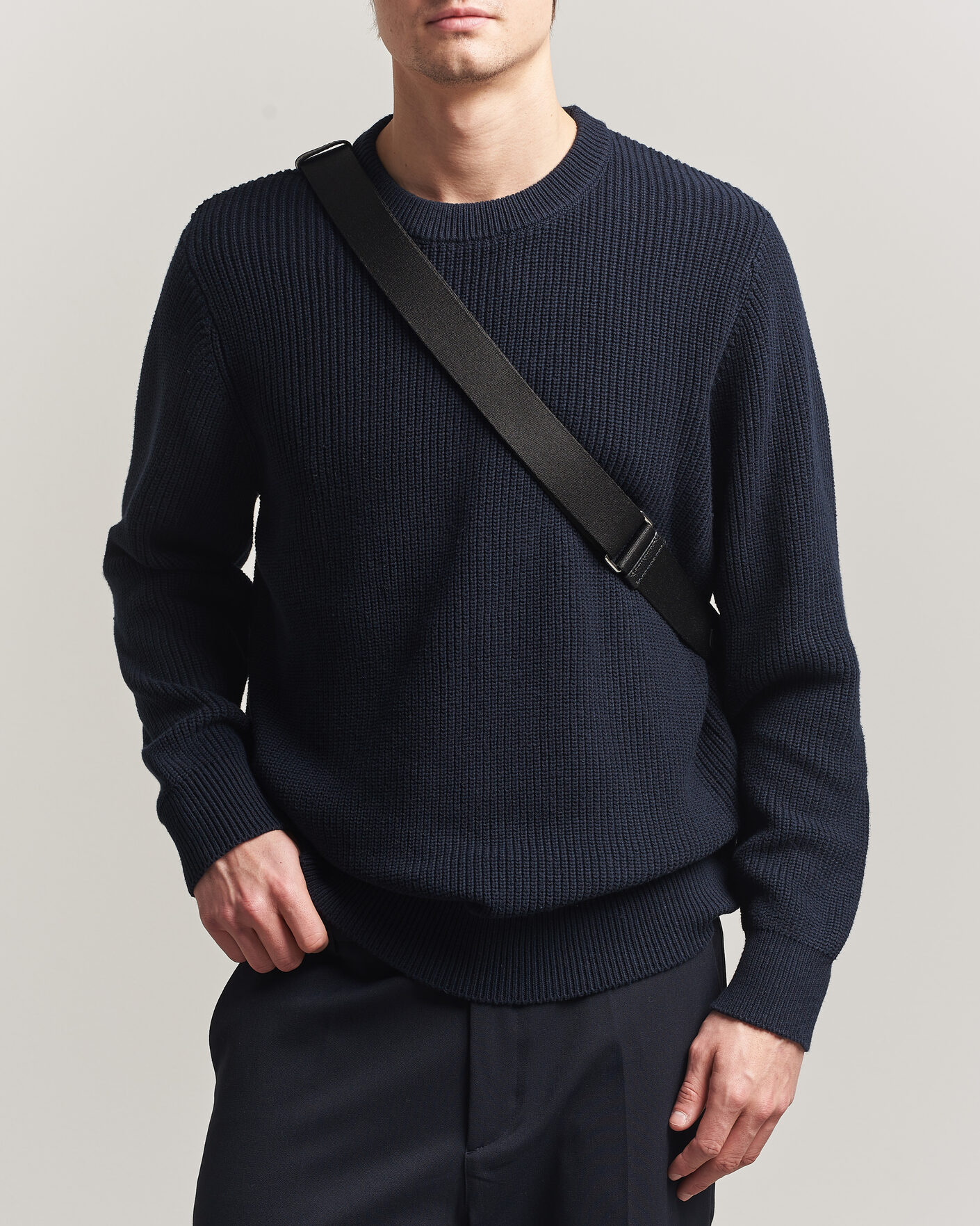 Herre | Gensere | LES DEUX | Garry Rib Crew Neck Knit Dark Navy