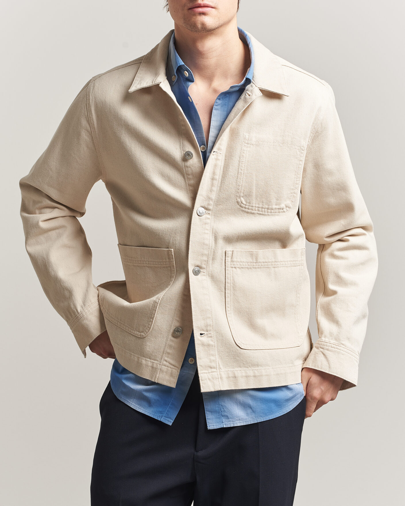 Herre | Skjorter | LES DEUX | Layton Denim Overshirt Ivory