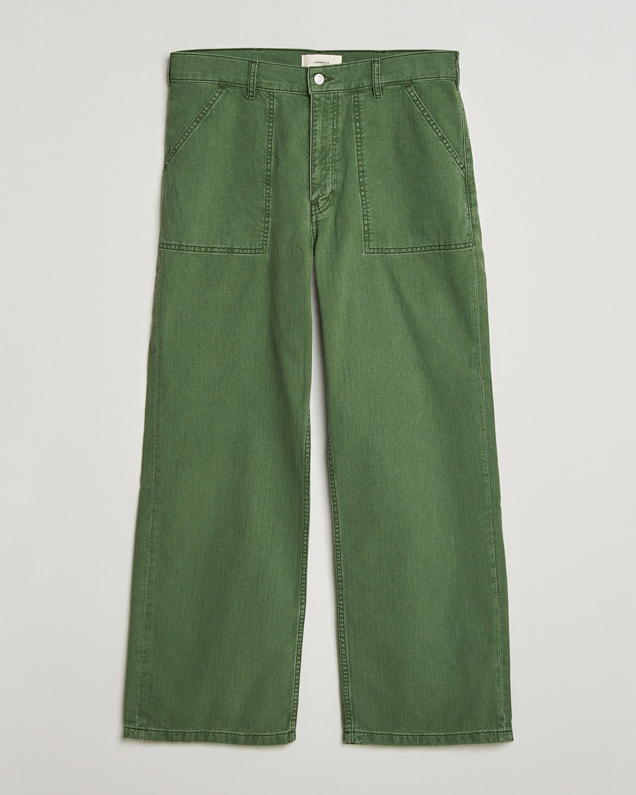 Herre | Bukser | Jeanerica | Genua Herringbone Worker Chino Chevron Green