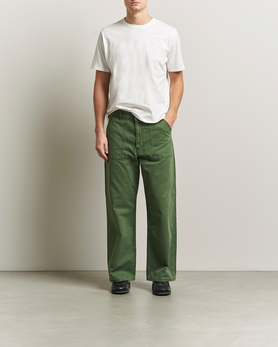Herre | Bukser | Jeanerica | Genua Herringbone Worker Chino Chevron Green