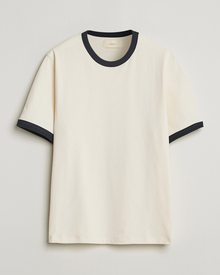 Herre | T-Shirts | Jeanerica | Ringer Crew Neck T-Shirt Off White