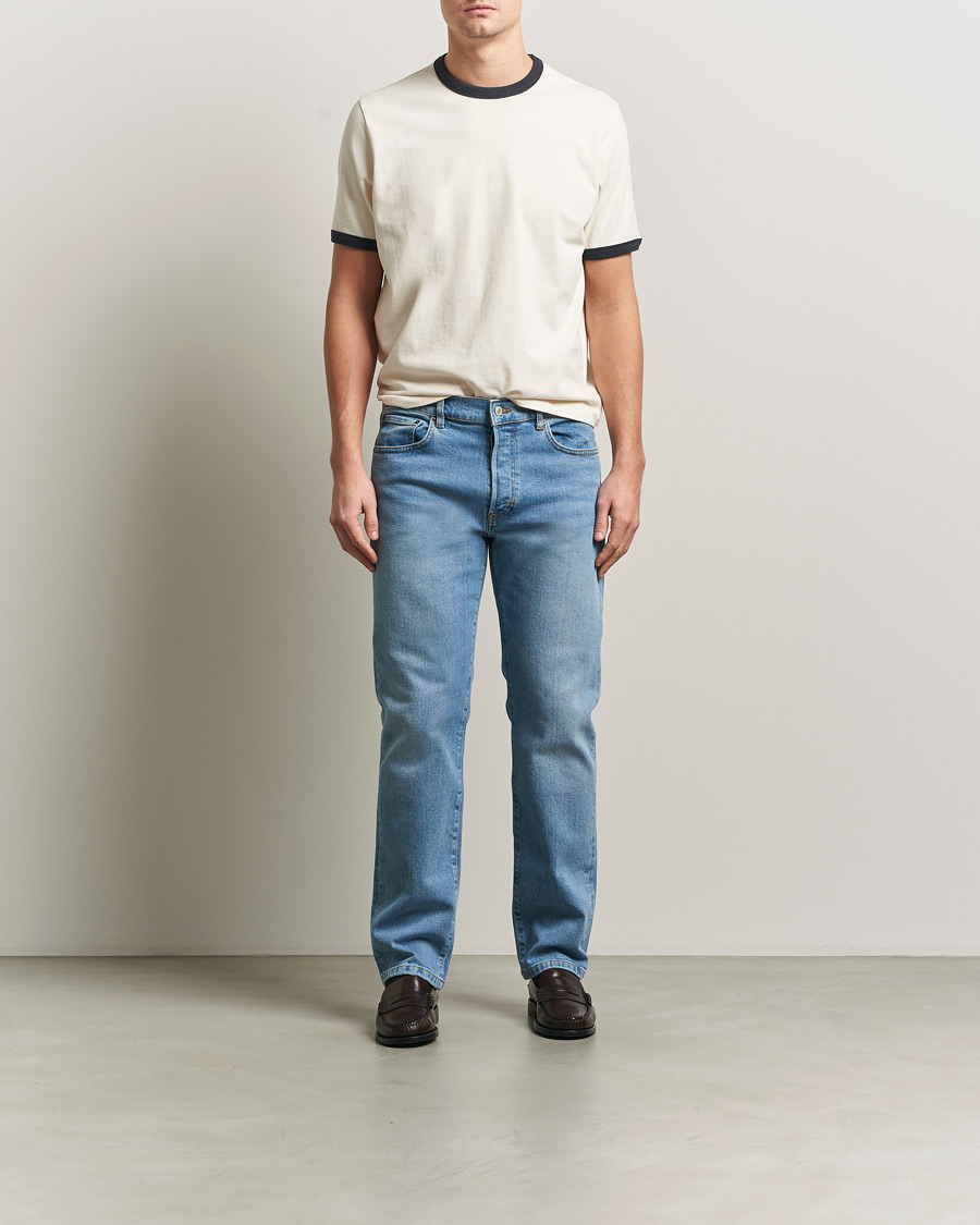 Herre | T-Shirts | Jeanerica | Ringer Crew Neck T-Shirt Off White