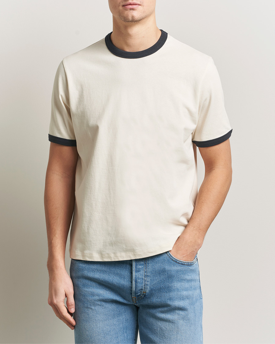 Herre | T-Shirts | Jeanerica | Ringer Crew Neck T-Shirt Off White