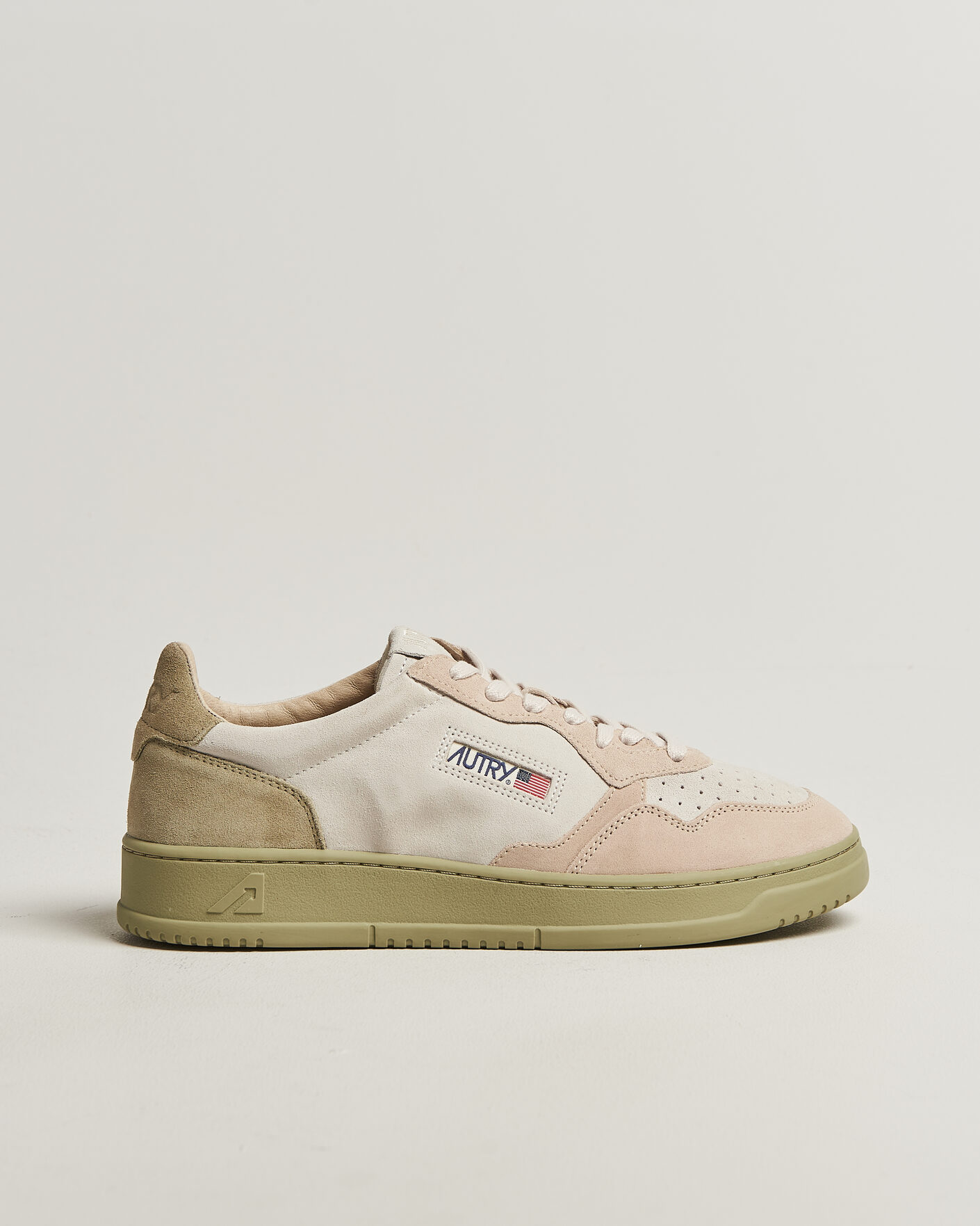 Herre | Sneakers | Autry | Medalist Low Suede Mix Sneaker Green/White/Sand