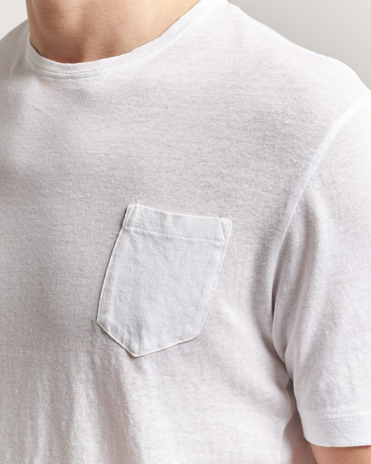 Herre | T-Shirts | Massimo Alba | Panarea Cotton/Linen T-Shirt White