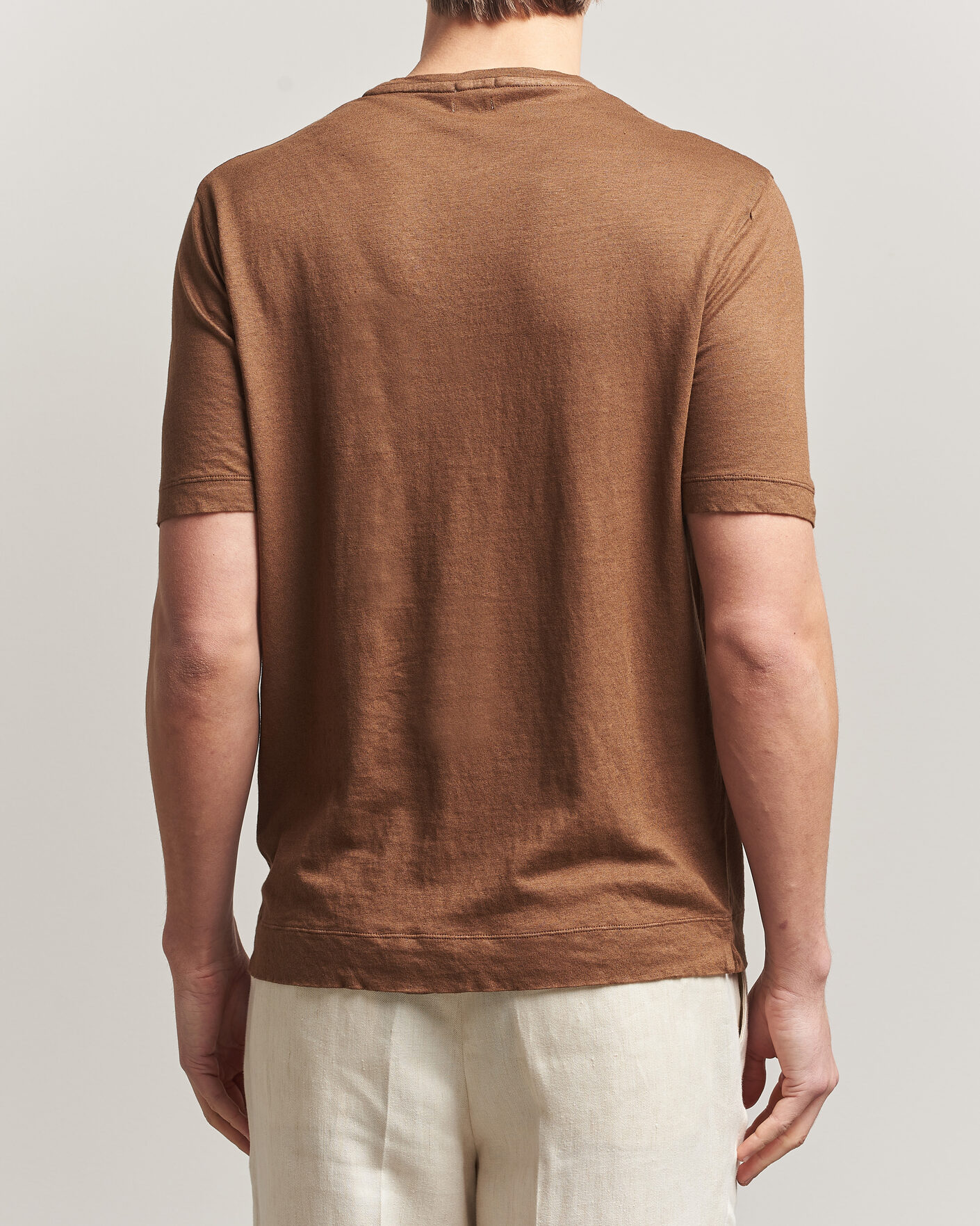 Herre | T-Shirts | Massimo Alba | Panarea Cotton/Linen T-Shirt Wood