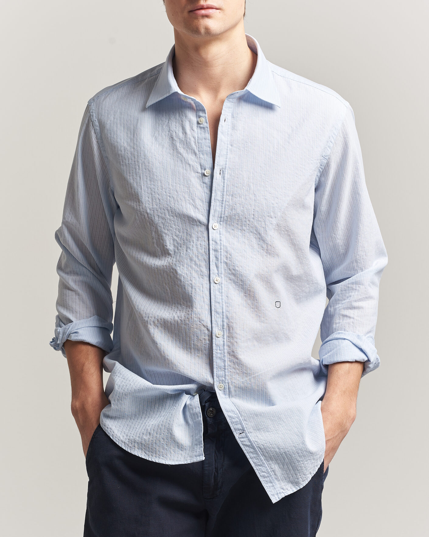 Herre | Skjorter | Massimo Alba | Genova Striped Shirt Sky Blue