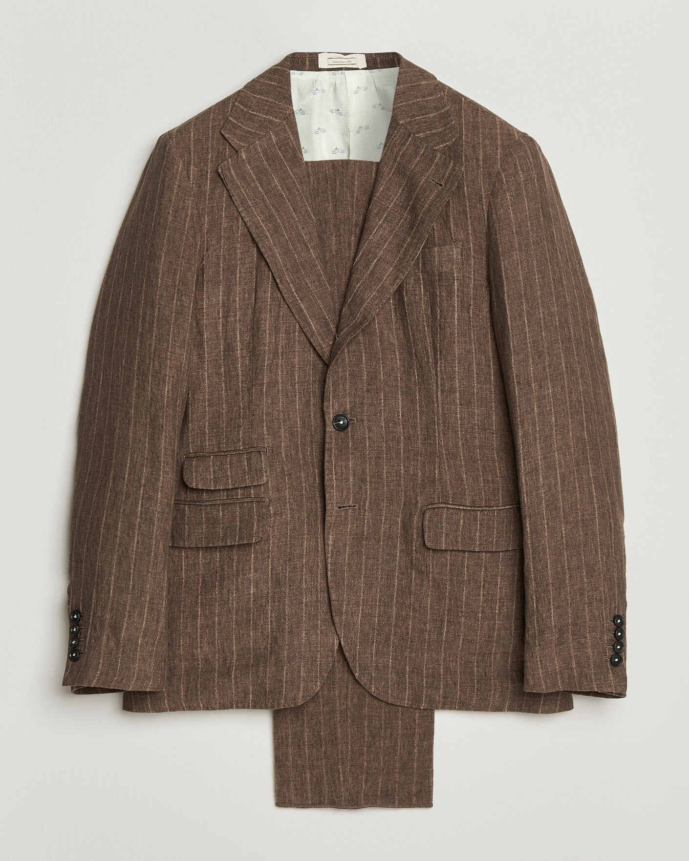 Herre | Dresser | Massimo Alba | Sloop Linen Suit Brown Pinstripe