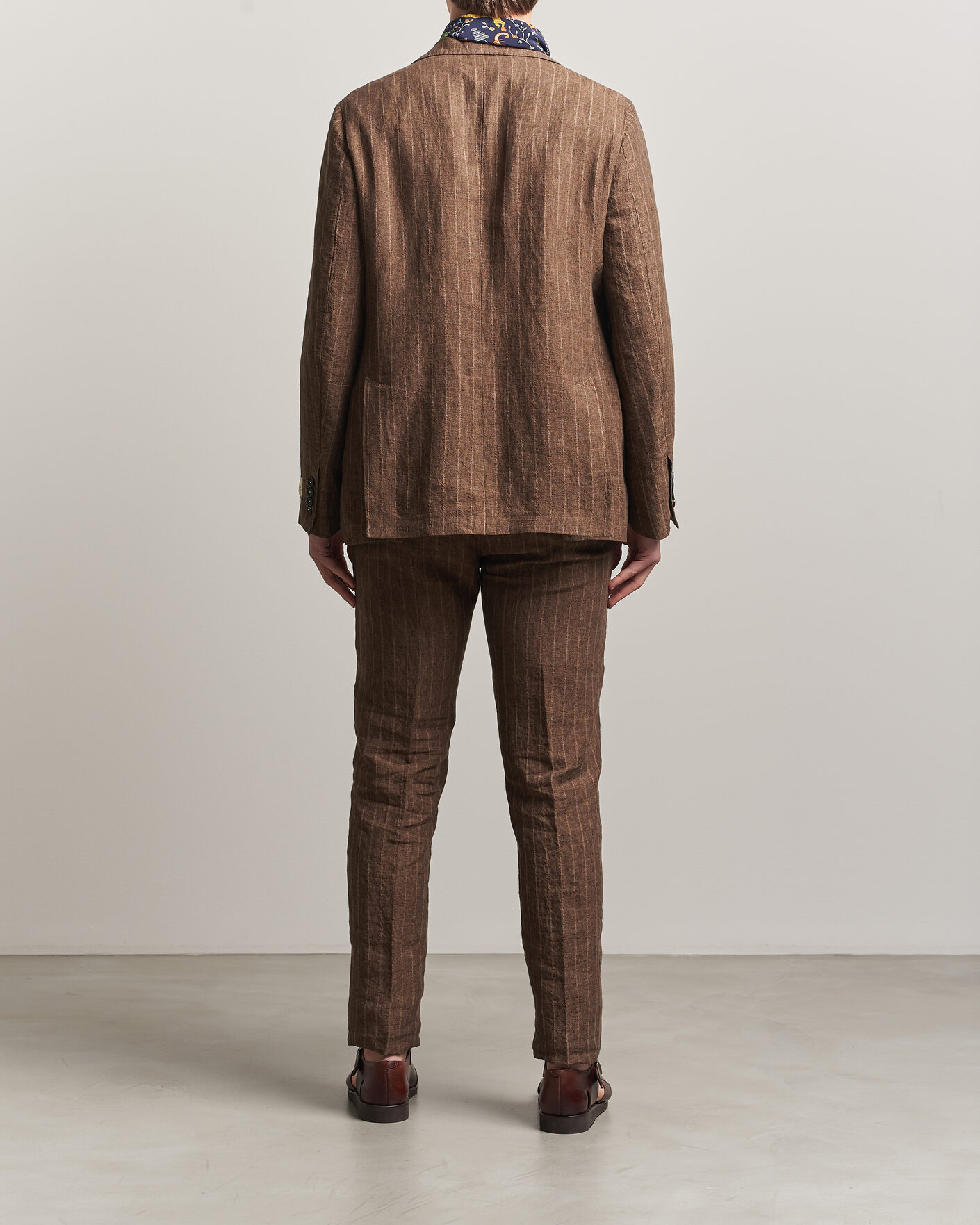 Herre | Dresser | Massimo Alba | Sloop Linen Suit Brown Pinstripe