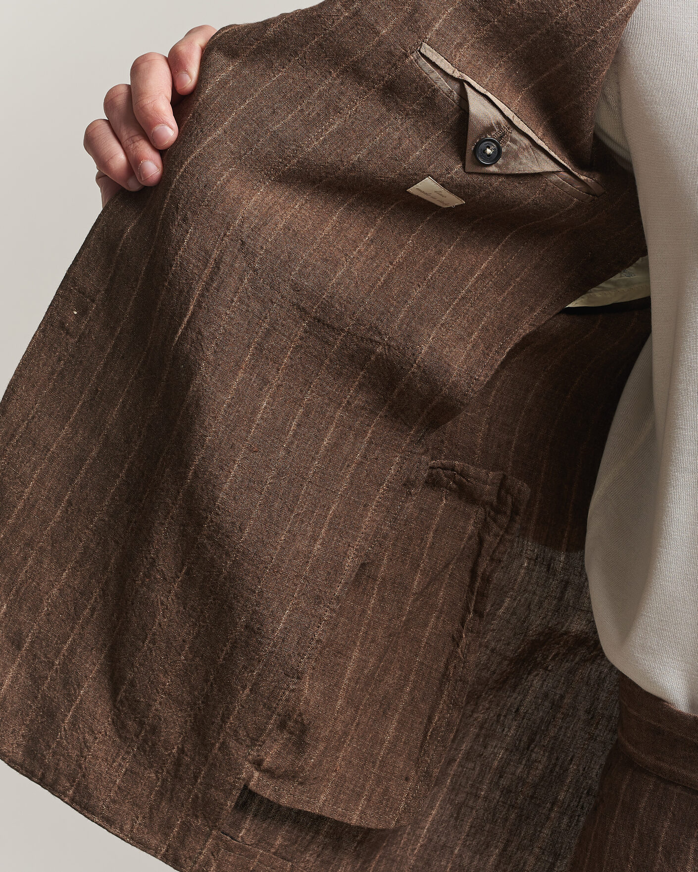 Herre | Dresser | Massimo Alba | Sloop Linen Suit Brown Pinstripe