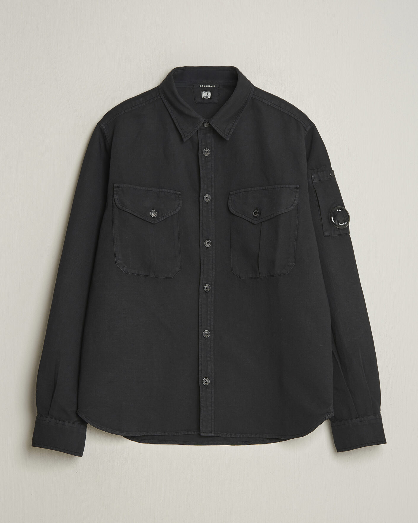 Herre | Skjorter | C.P. Company | Cotton/Linen Pocket Shirt Black