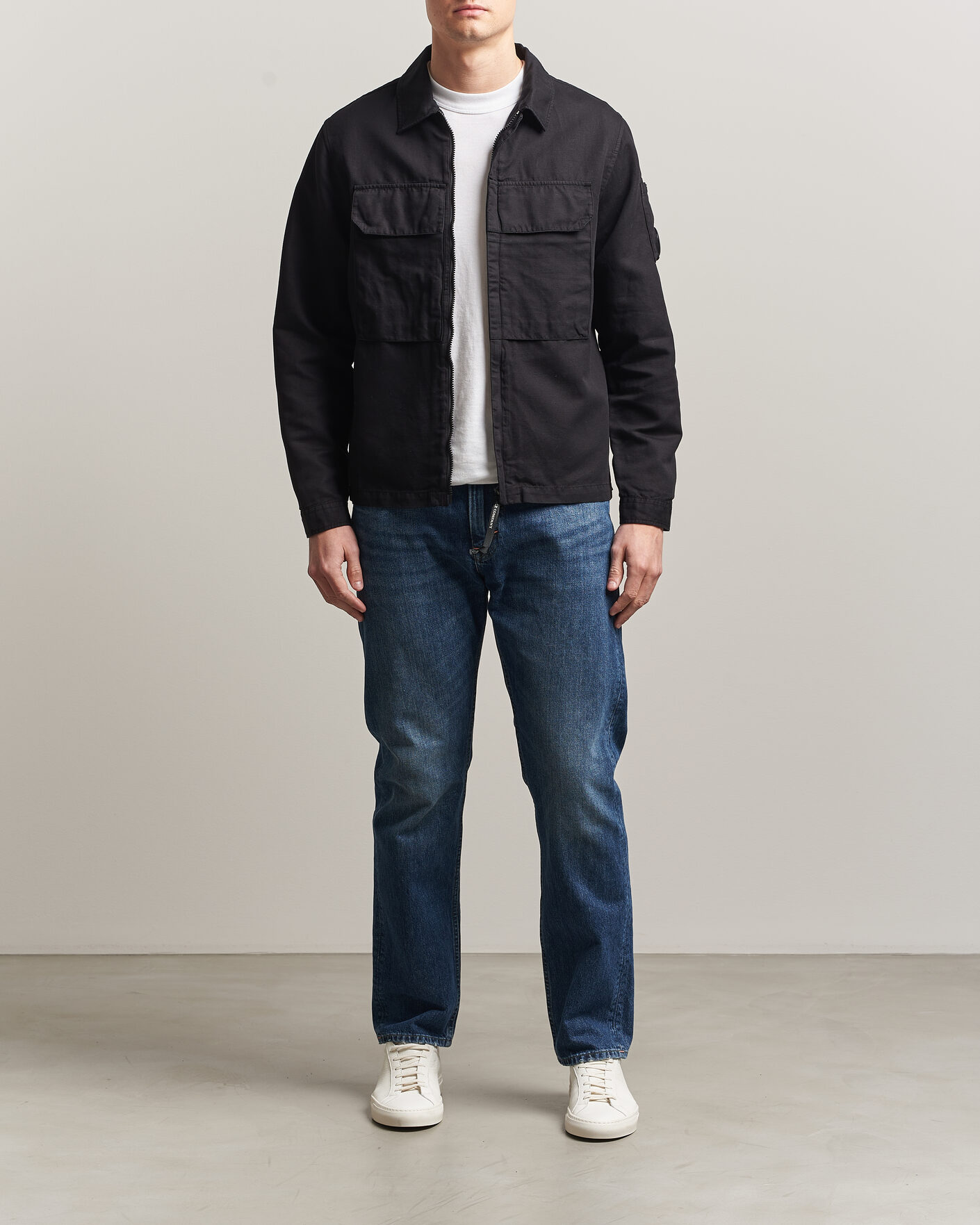 Herre | Skjorter | C.P. Company | Cotton/Linen Zip Overshirt Black