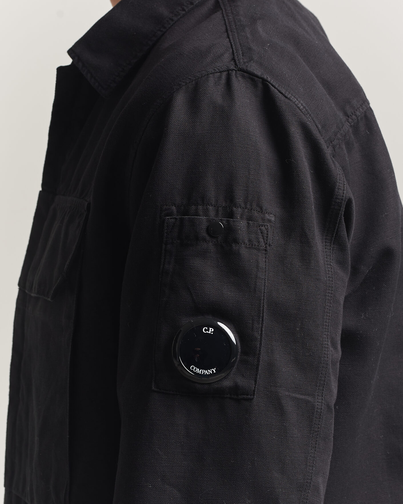 Herre | Skjorter | C.P. Company | Cotton/Linen Zip Overshirt Black