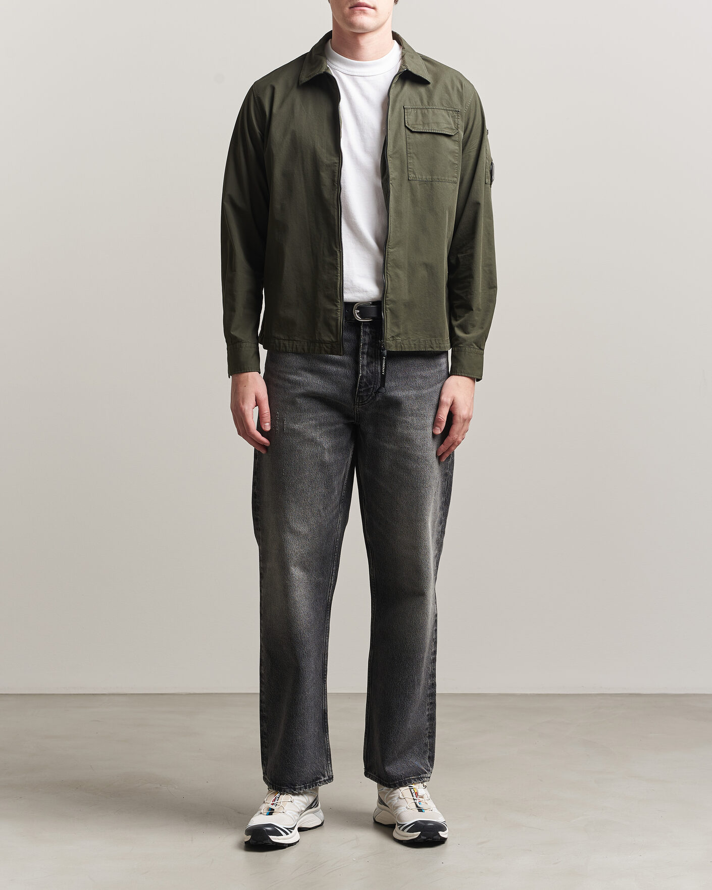 Herre | Skjorter | C.P. Company | Garment Dyed Gabardine Zip Overshirt Dark Green