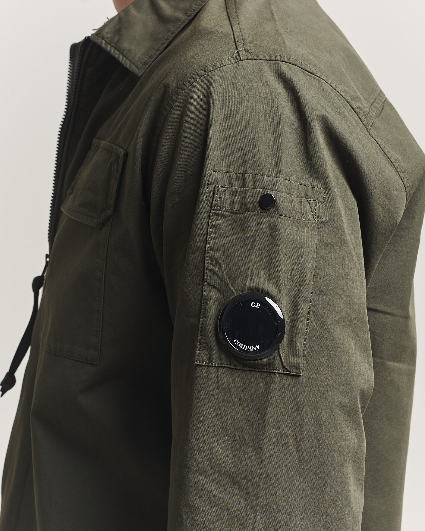 Herre | Skjorter | C.P. Company | Garment Dyed Gabardine Zip Overshirt Dark Green