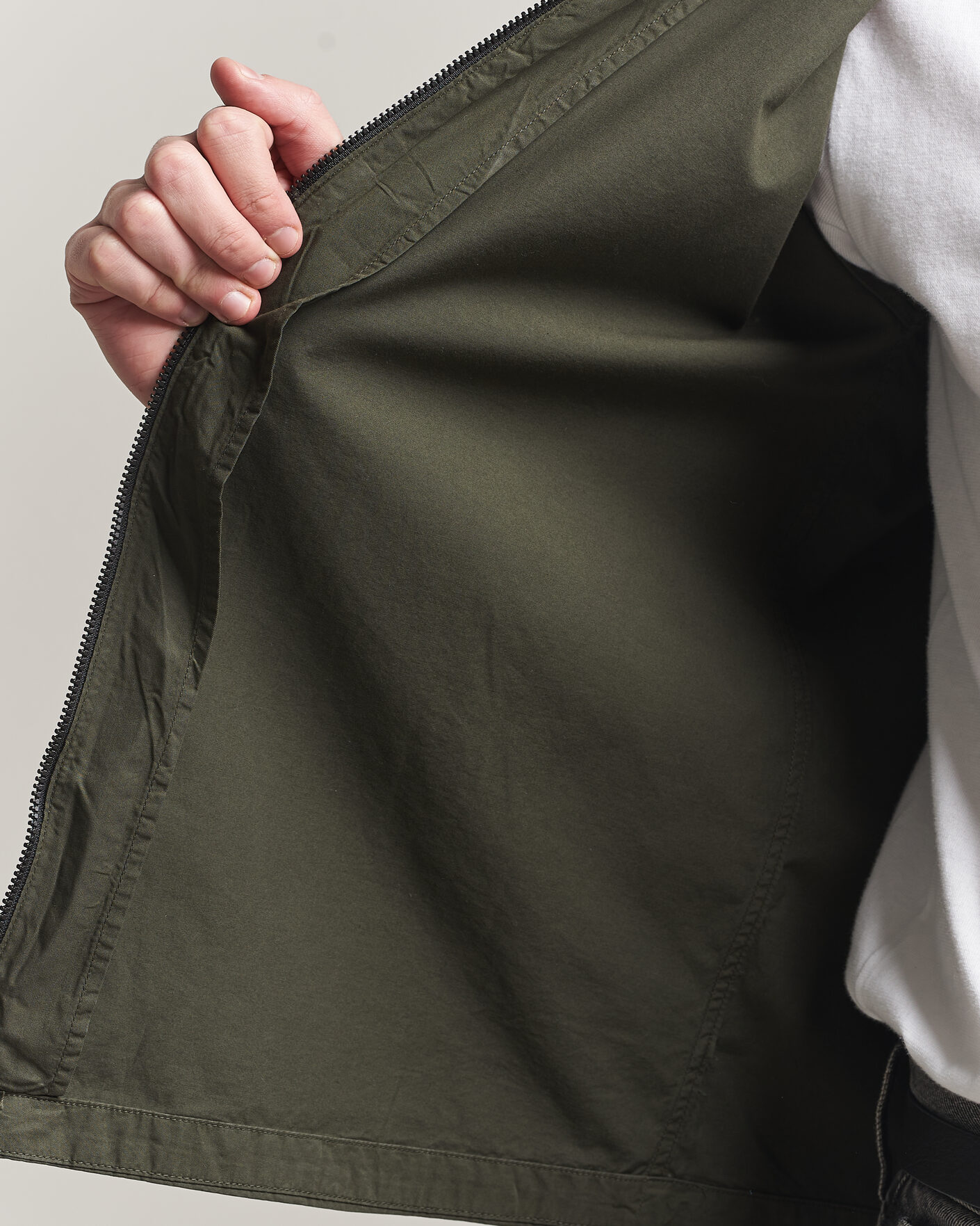 Herre | Skjorter | C.P. Company | Garment Dyed Gabardine Zip Overshirt Dark Green