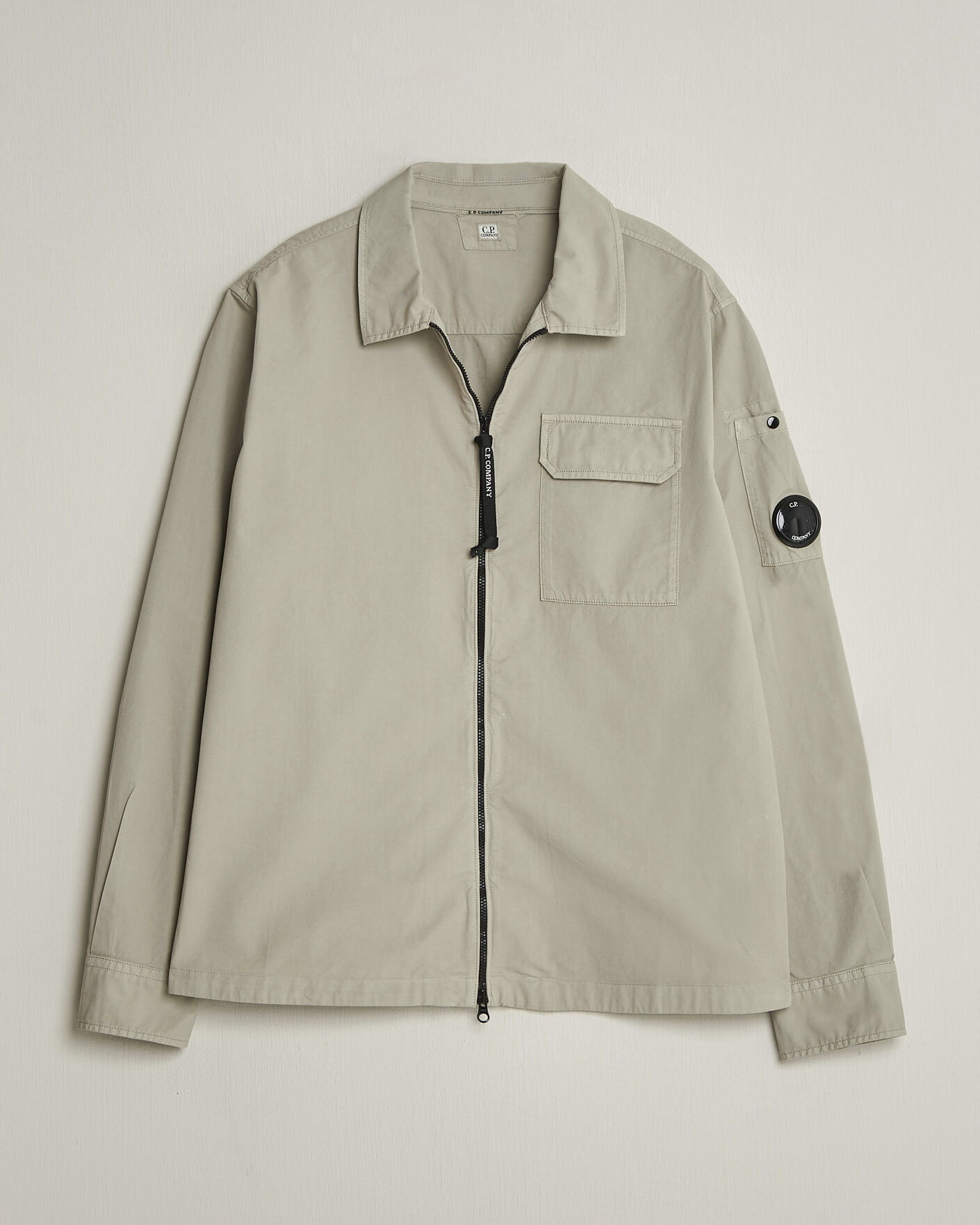 Herre | Skjorter | C.P. Company | Garment Dyed Gabardine Zip Overshirt Light Grey