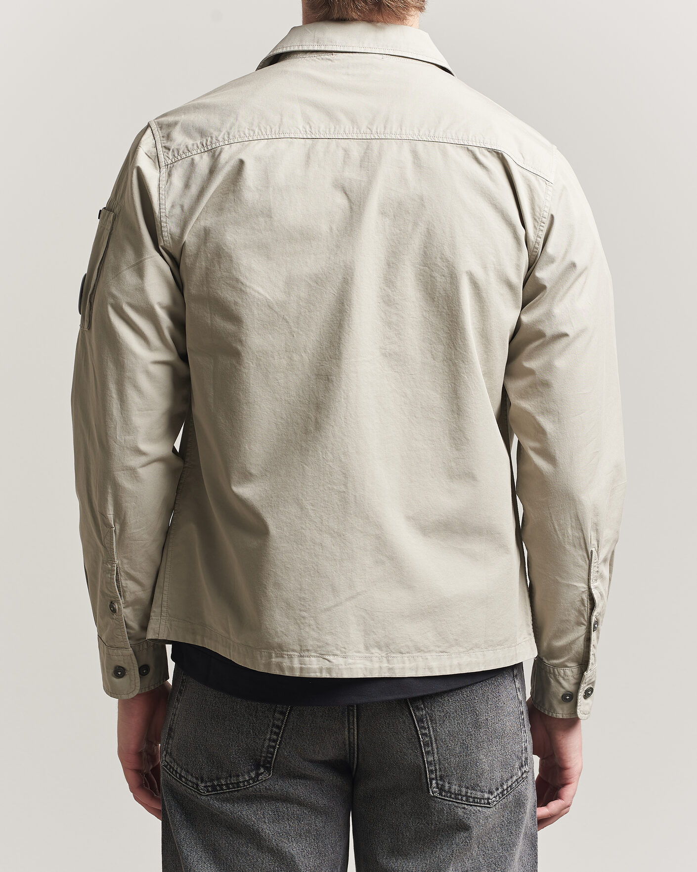 Herre | Skjorter | C.P. Company | Garment Dyed Gabardine Zip Overshirt Light Grey