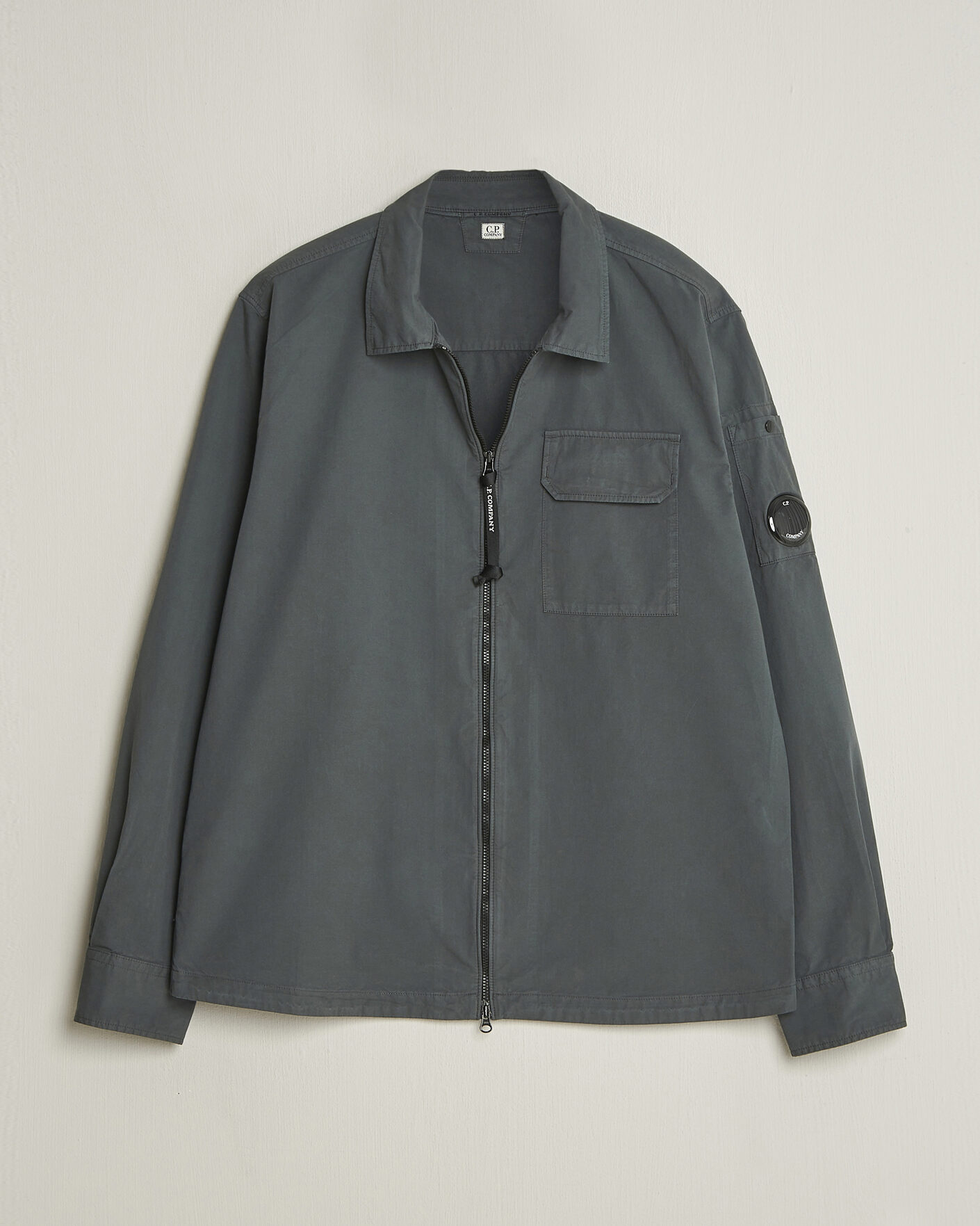 Herre | Skjorter | C.P. Company | Garment Dyed Gabardine Zip Overshirt Dark Grey