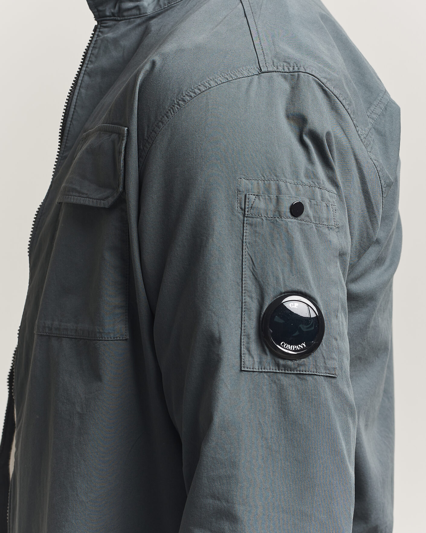 Herre | Skjorter | C.P. Company | Garment Dyed Gabardine Zip Overshirt Dark Grey