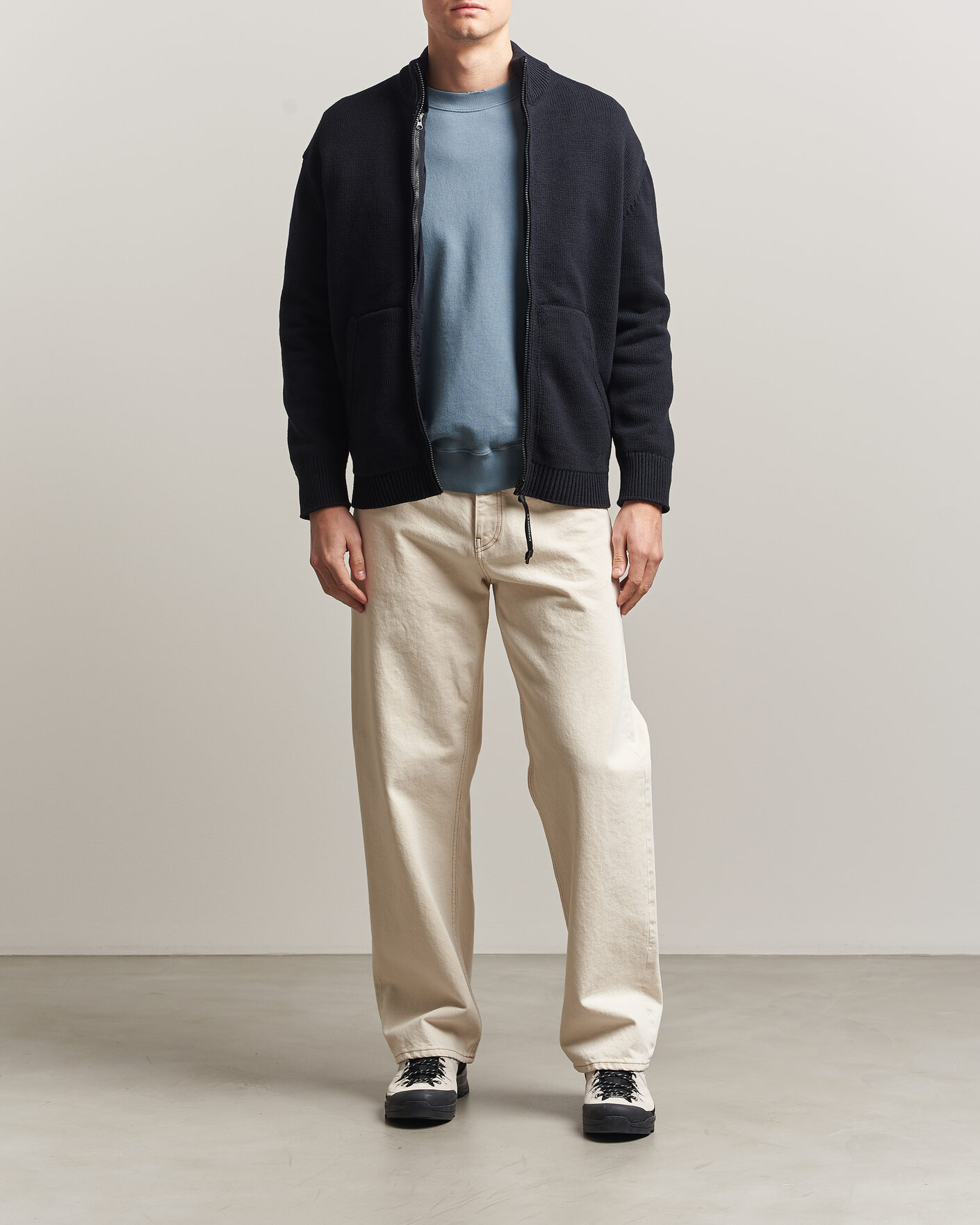 Herre | Gensere | C.P. Company | Cotton Mix 2 in 1 Knitted Sweater Navy