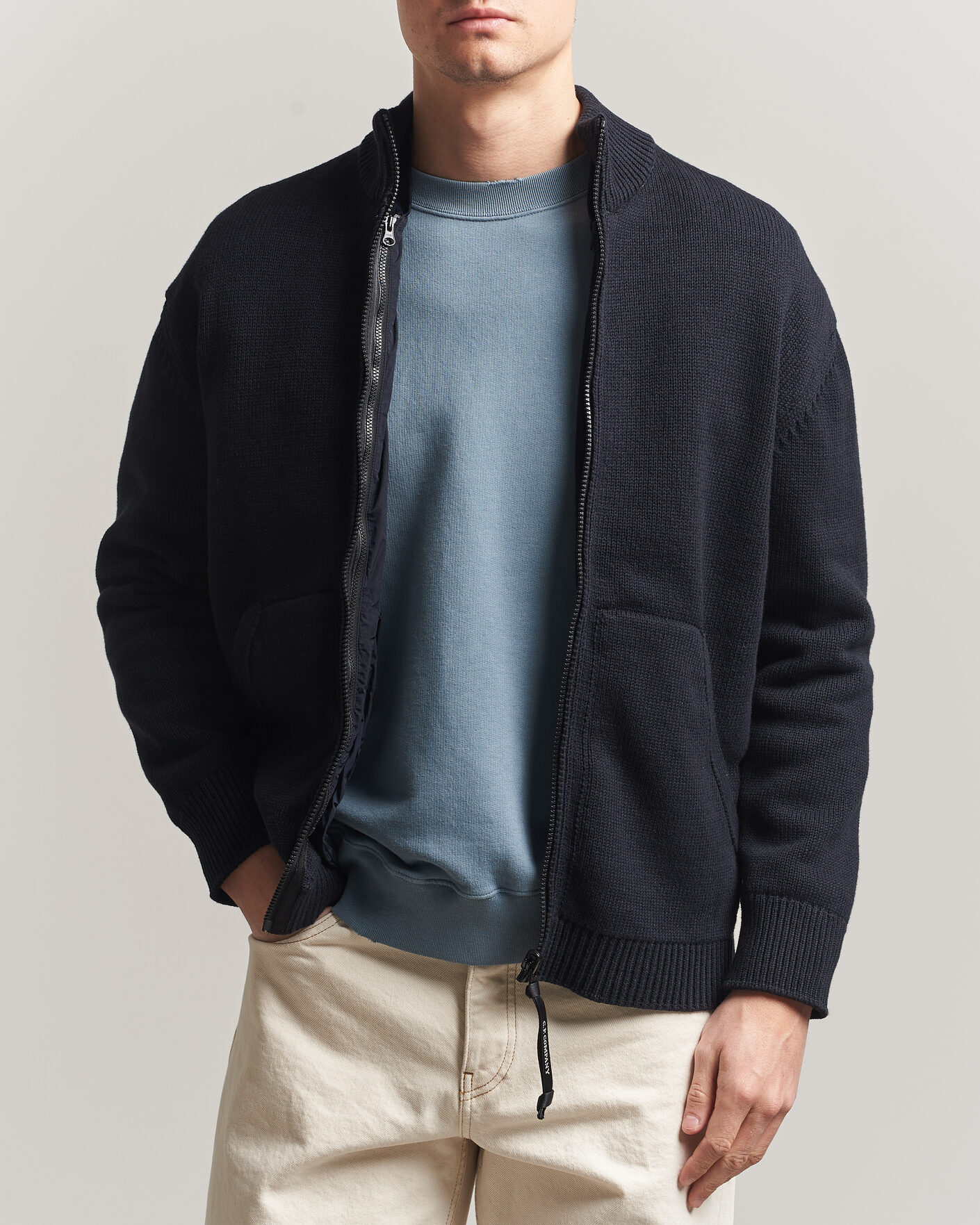 Herre | Gensere | C.P. Company | Cotton Mix 2 in 1 Knitted Sweater Navy