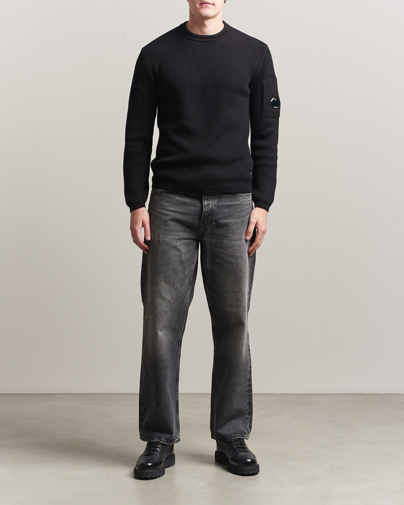 Herre | Gensere | C.P. Company | Sea Island Knitted Cotton Crewneck Black