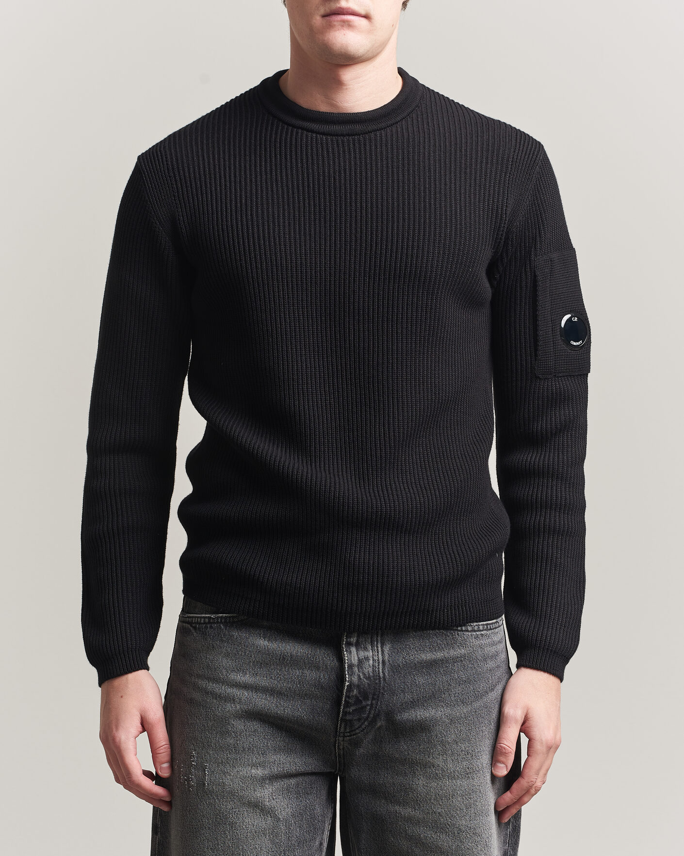 Herre | Gensere | C.P. Company | Sea Island Knitted Cotton Crewneck Black