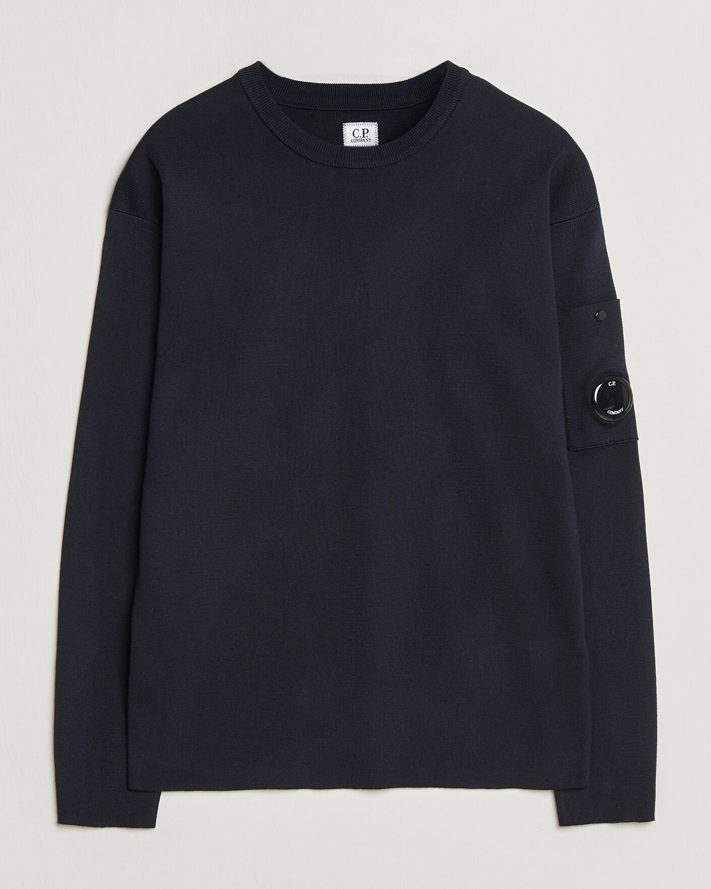 Herre | Gensere | C.P. Company | Sea Island Fine Knit Cotton Lens Crewneck Navy