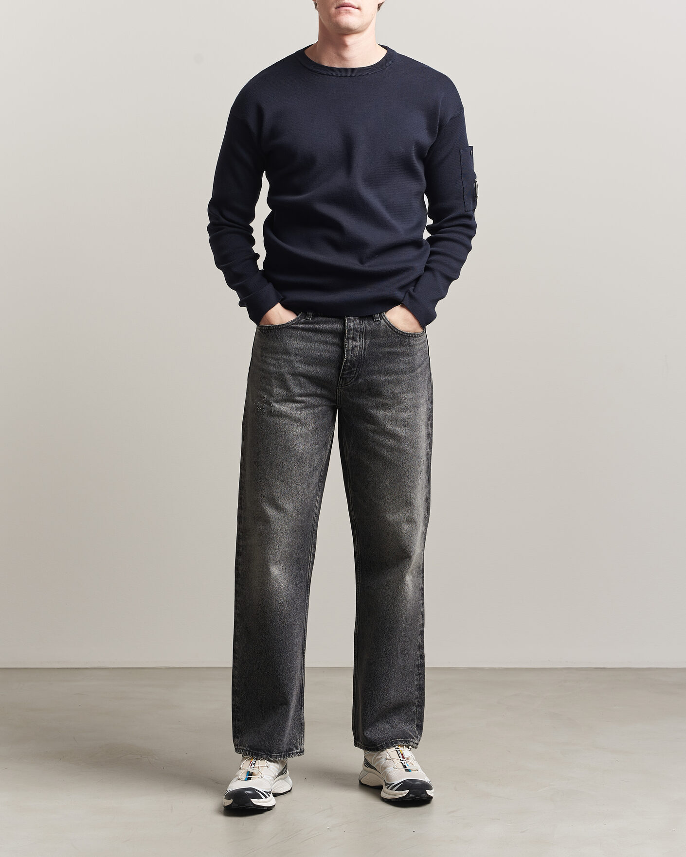 Herre | Gensere | C.P. Company | Sea Island Fine Knit Cotton Lens Crewneck Navy