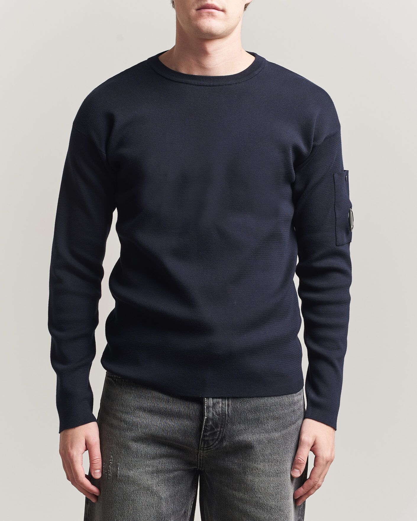 Herre | Gensere | C.P. Company | Sea Island Fine Knit Cotton Lens Crewneck Navy