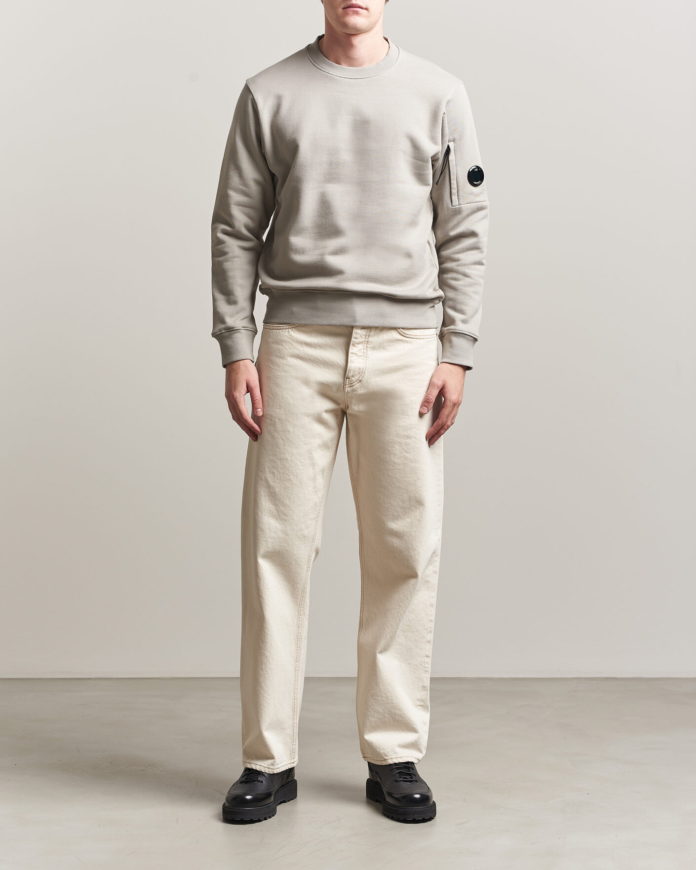 Herre | Gensere | C.P. Company | Diagonal Raised Fleece Lens Sweatshirt Light Grey
