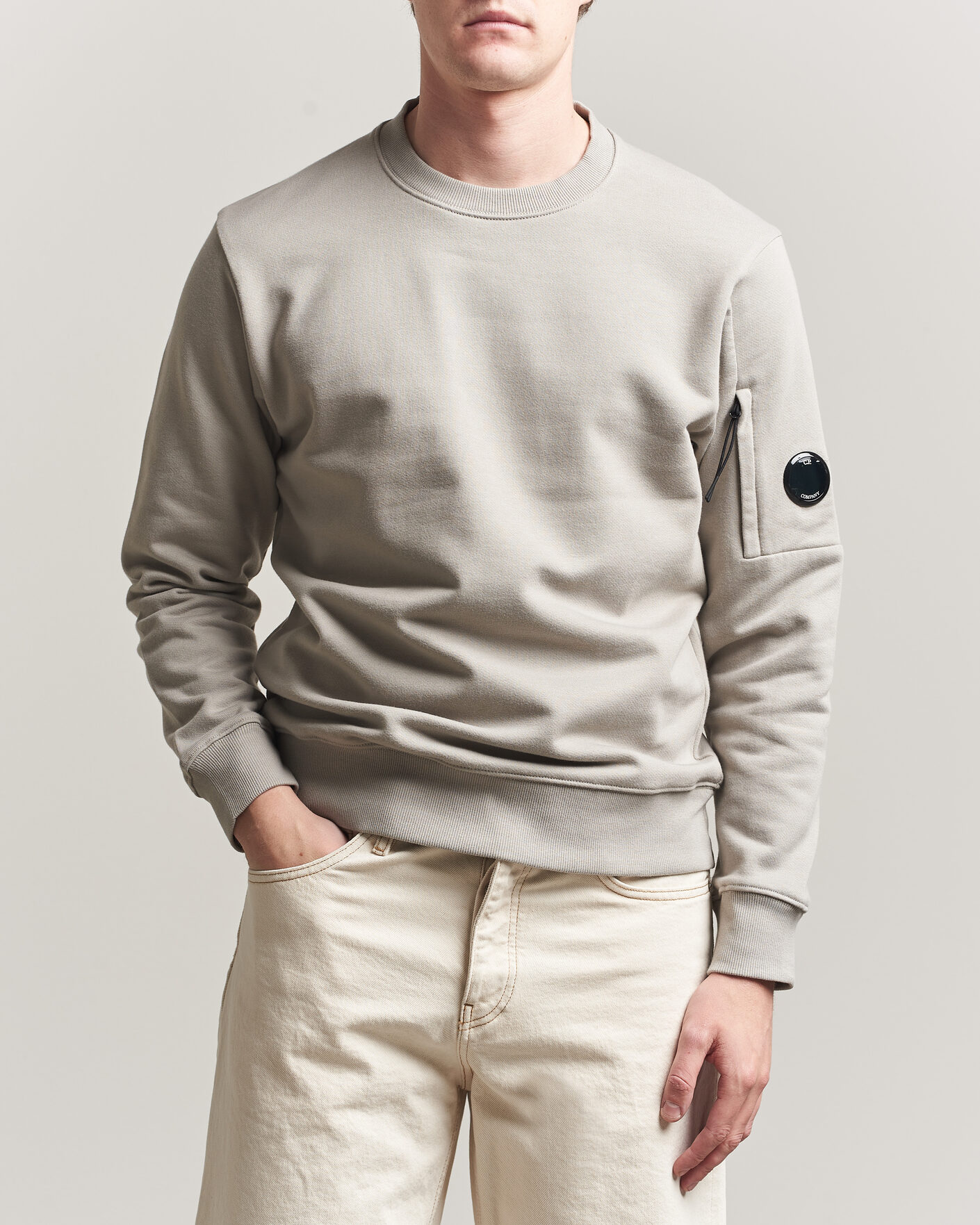 Herre | Gensere | C.P. Company | Diagonal Raised Fleece Lens Sweatshirt Light Grey