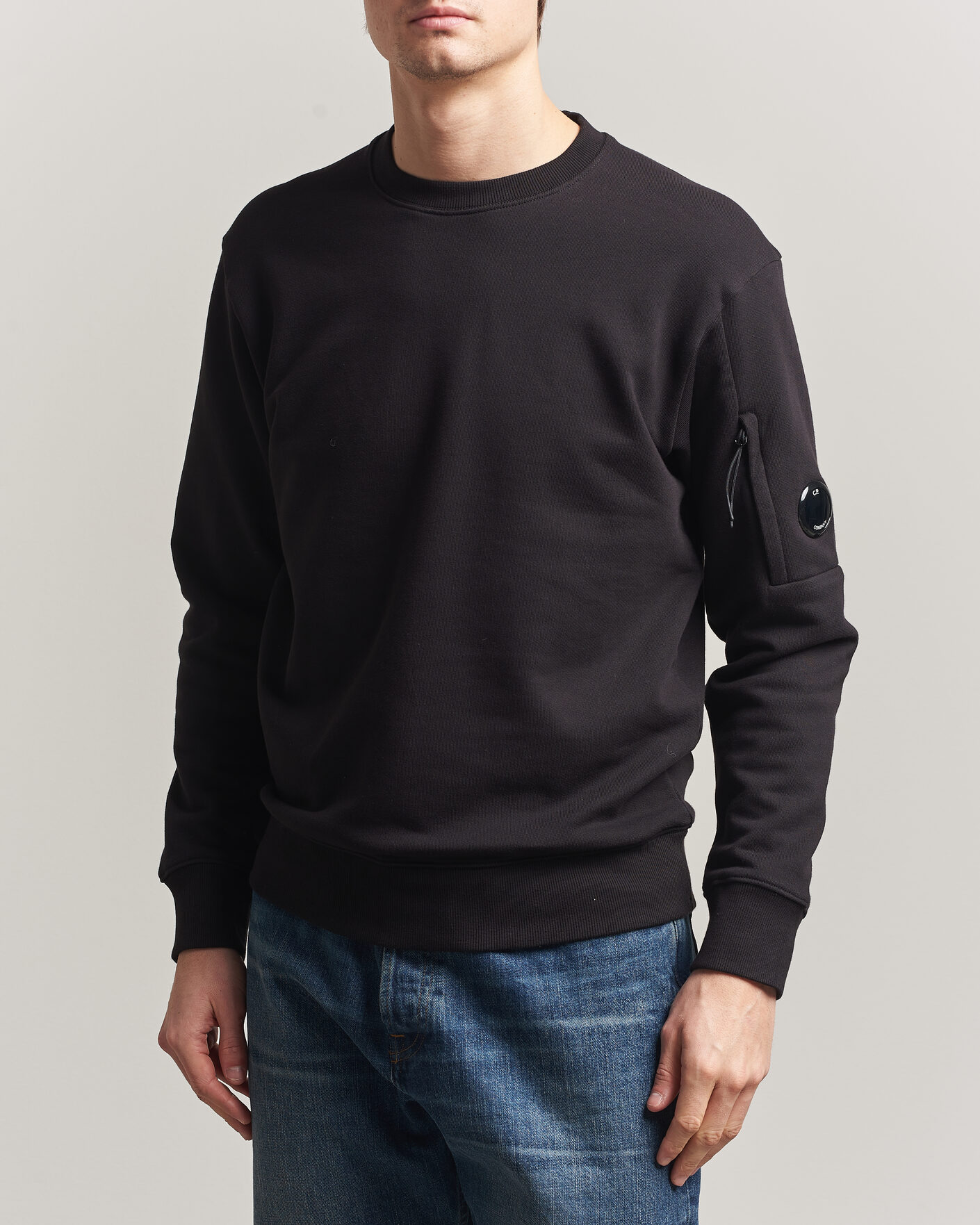 Herre | Gensere | C.P. Company | Diagonal Raised Fleece Lens Sweatshirt Black