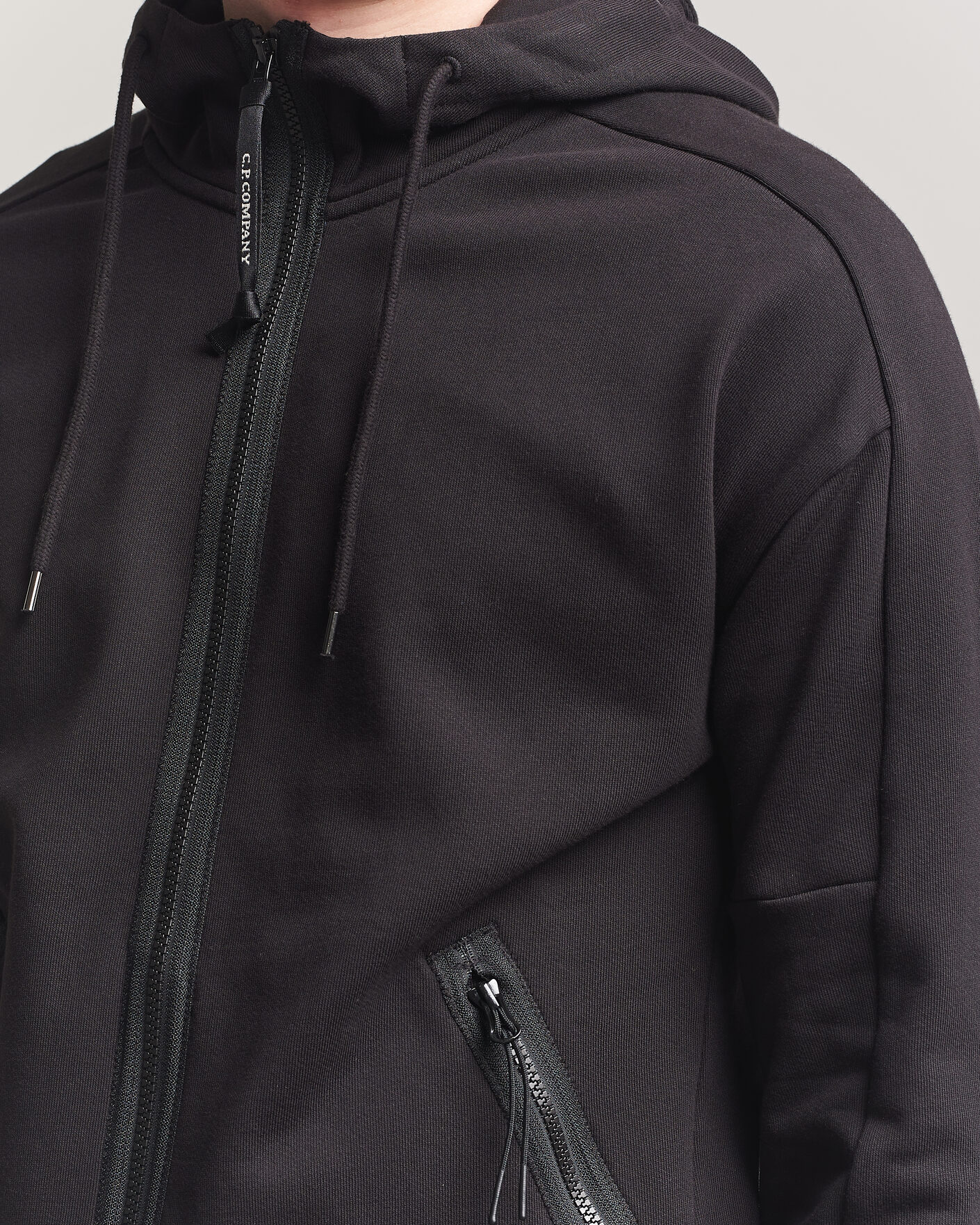 Herre | Gensere | C.P. Company | Diagonal Raised Fleece Full Zip Goggle Hoodie Black