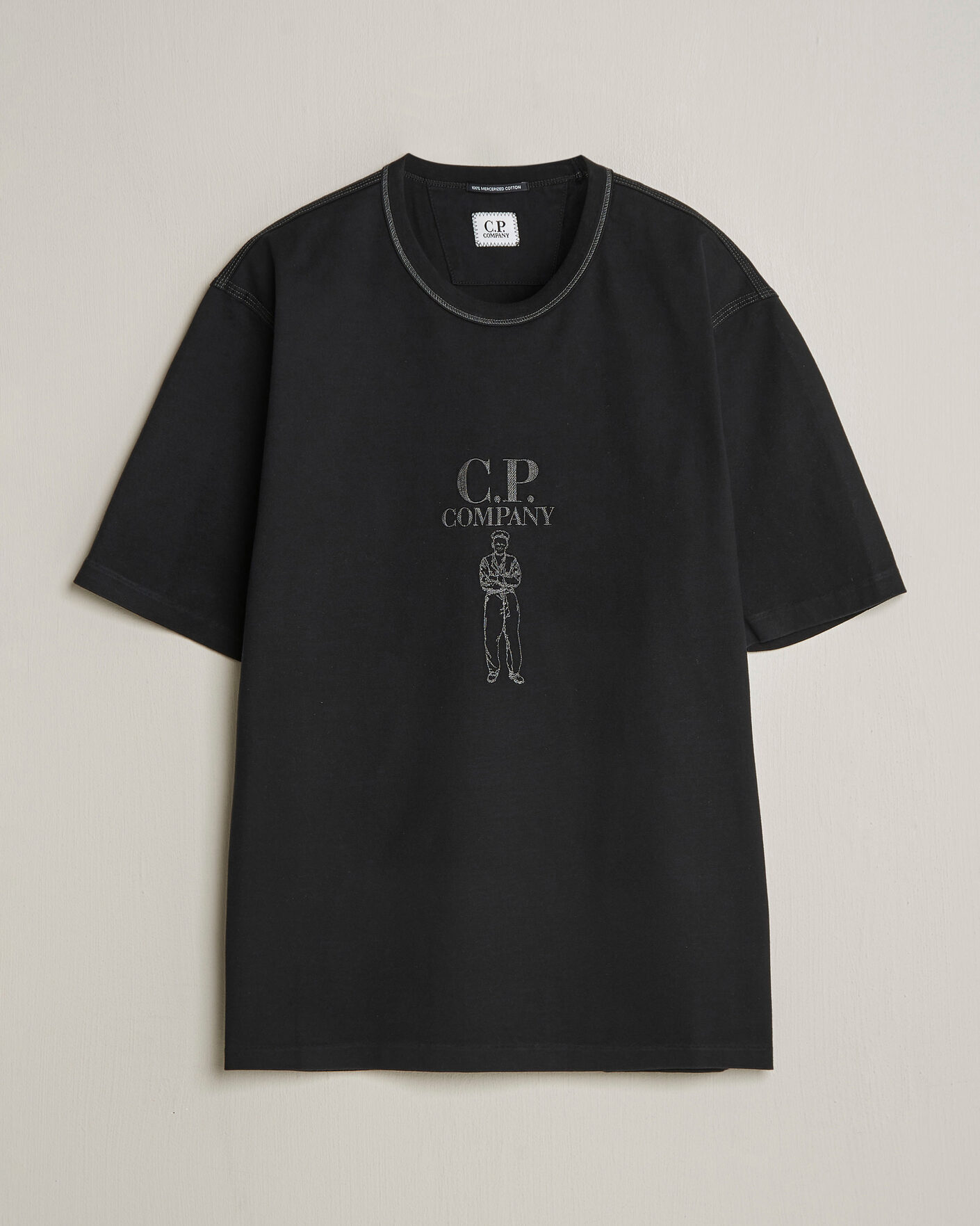 Herre | T-Shirts | C.P. Company | Mercerized Heavy Cotton Chest Logo T-Shirt Black
