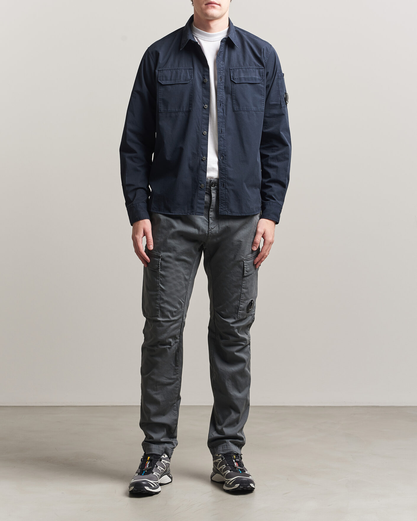 Herre | Bukser | C.P. Company | Satin Stretch Cargo Pants Dark Grey